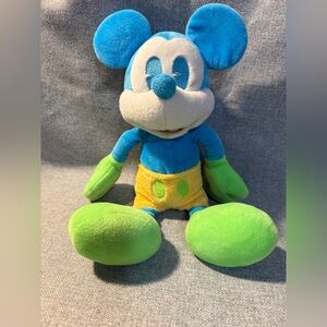 Neon Mickey Mouse Plush Disney 12”- Blue, Yellow & Green
